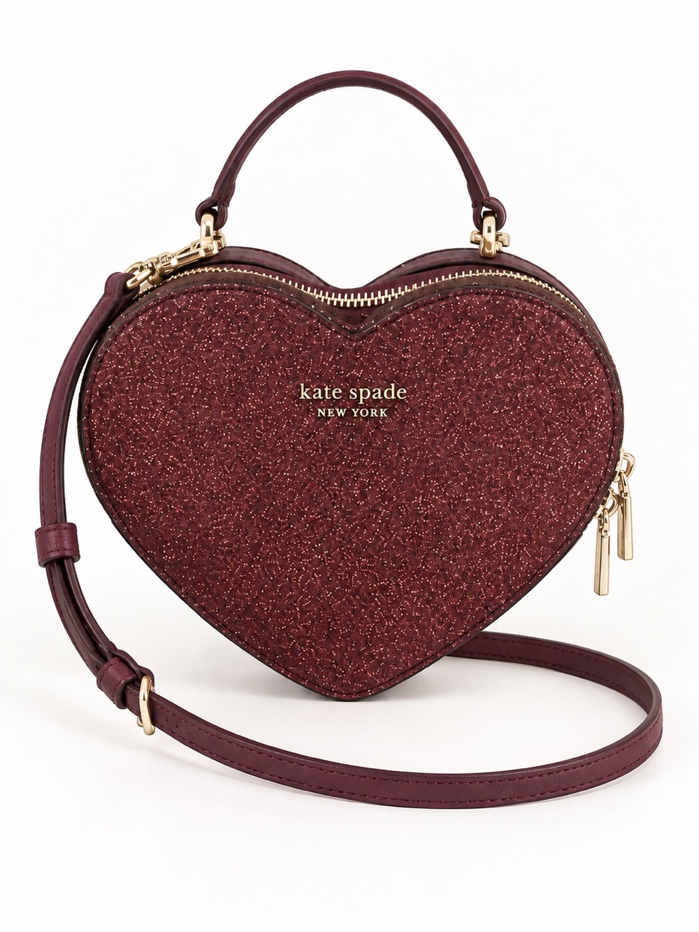 Kate Spade Love Shack Heart Crossbody Deep Nova Glitter Bag K5815